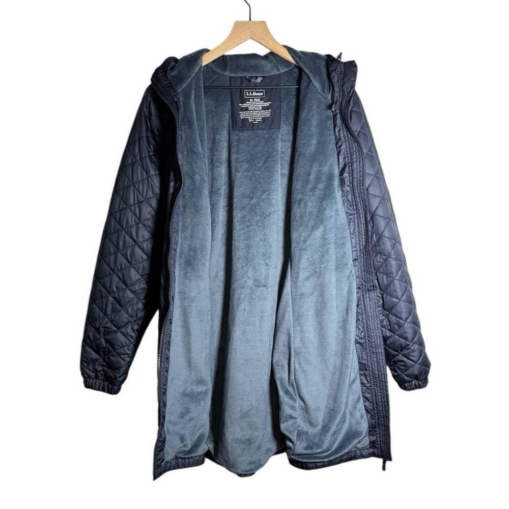 LL Bean Women Fleece-Lined Primaloft Coat Blue XL Parka Hooded - Picture 3 of 6